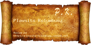 Plavsits Kolumbusz névjegykártya